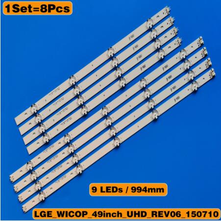 8pcs LED bar for LG 49UH610V 49UH610A 49UH6100 49LF5100 49UH6030 49UF640V 49UF6407 49UH6507 49LF510V LGE_WICOP_49inch_UHD/FHD