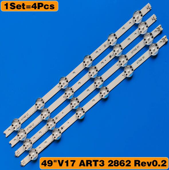 4pcs LED Backlight strip For LG 49'' TV 6916L-2862A 6916L-2863A V17 49 R1+L1 ART3 49UJ670V-ZD 49UJ651V LC490DGG(FK)(MD)
